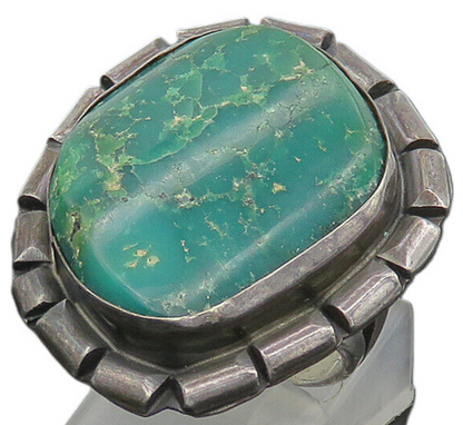 NAVAJO 925 Silver  Vintage Turquoise Split Shank Cocktail Ring Sz 7  RG20527