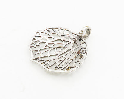 925 Sterling Silver  Vintage Shiny Floral Tree Branches Motif Pendant  PT14648