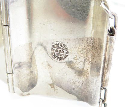 ARR MEXICO 925 Silver  Vintage Black Onyx Panel Hinge Chain Bracelet  BT3350