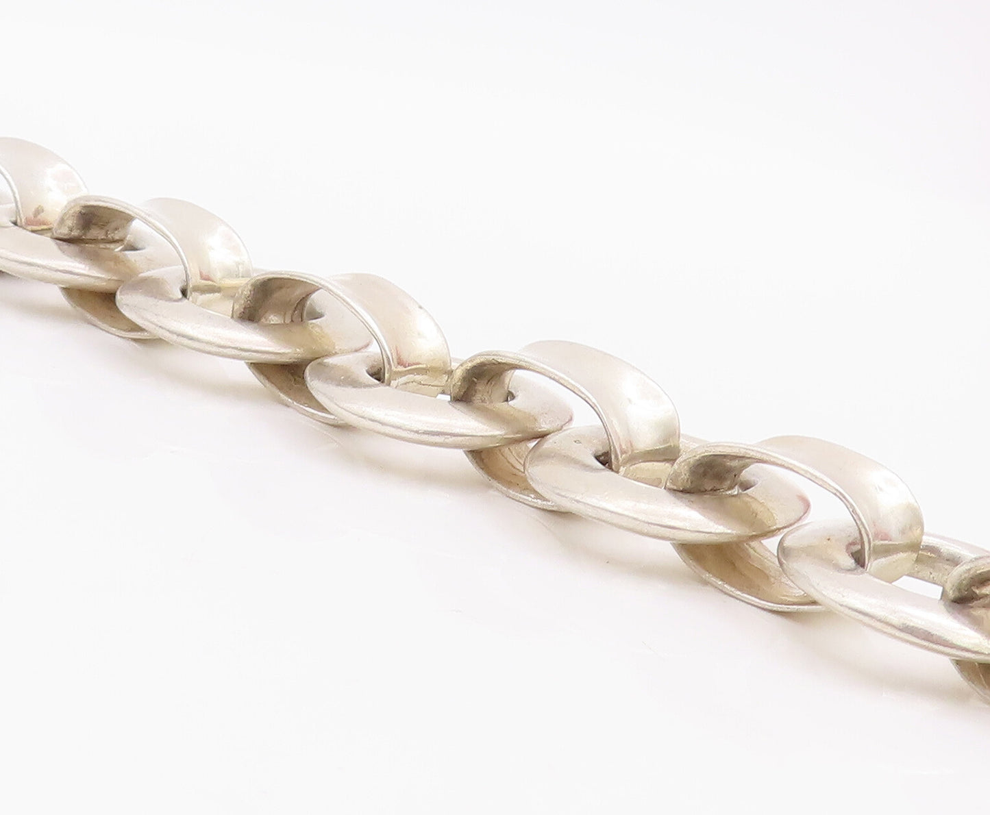 925 Sterling Silver Vintage Bracelet Modernist Heavy Cutout Rings Linked BT10602
