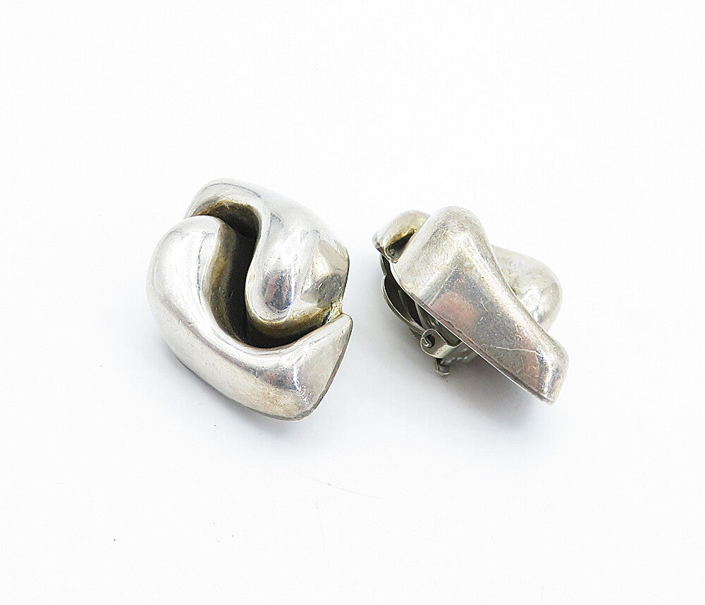 DULCE MEXICO 925 Sterling Silver  Vintage Modernist Non Pierce Earrings EG2229
