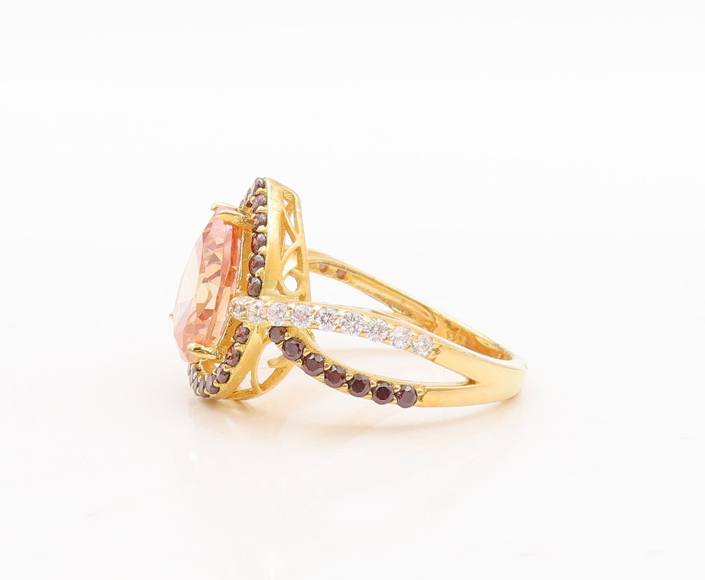 925 Sterling Silver Vintage Ring Gold Plated Designer Gemstones  Sz 7  RG29476