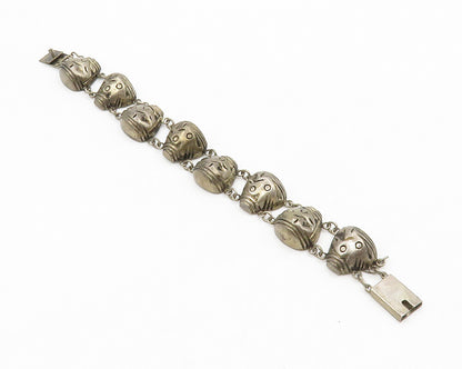 925 Sterling Silver  Vintage Antique Hollow Etched Chain Bracelet  BT5149