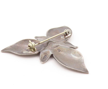 925 Sterling Silver Vintage Brooch BOB FORD Dark Tone Flower Cutout  BP11547
