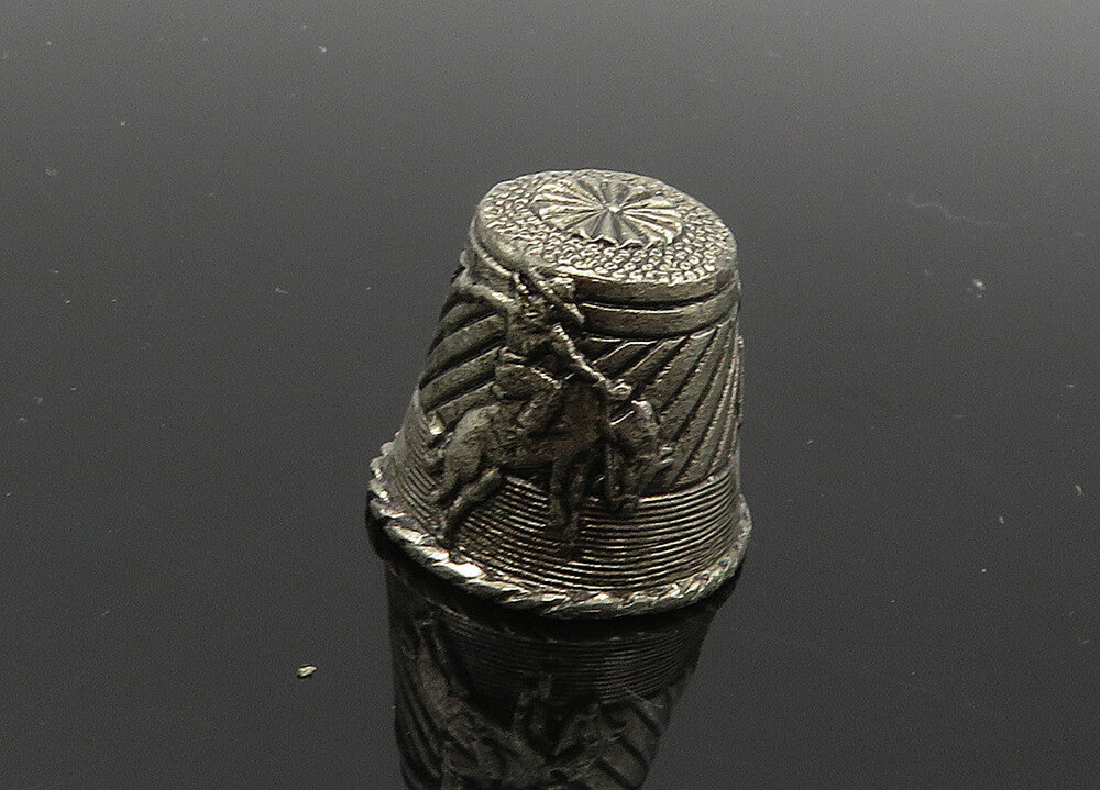 925 Sterling Silver  Vintage Dark Tone Las Vegas Sewing Thimble  TR2859