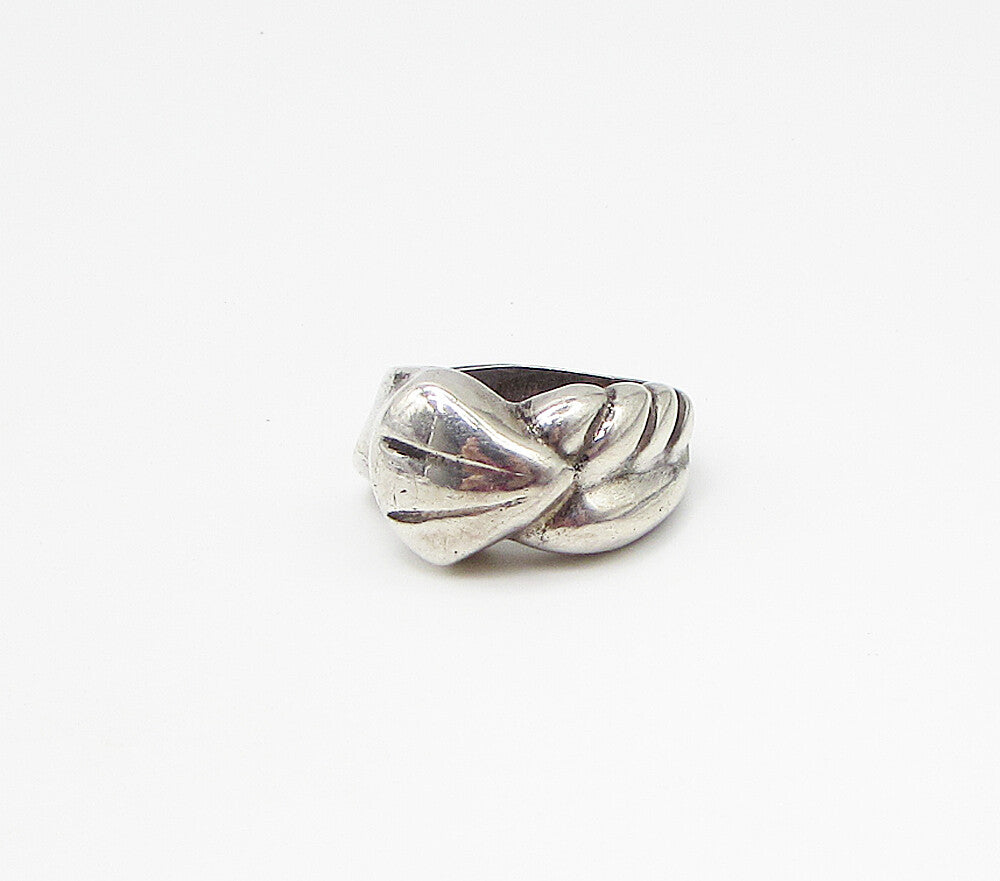 925 Sterling Silver  Vintage Modernist Band Ring Sz 7  RG3095