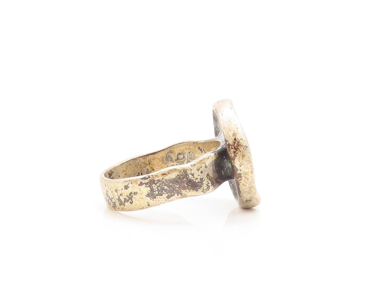 925 Sterling Silver Vintage Ring Dark Tone Antique Design Etched  Sz 11  RG31197