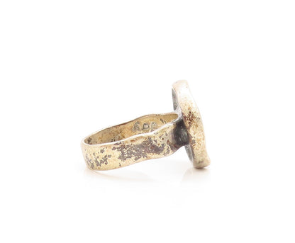 925 Sterling Silver Vintage Ring Dark Tone Antique Design Etched  Sz 11  RG31197