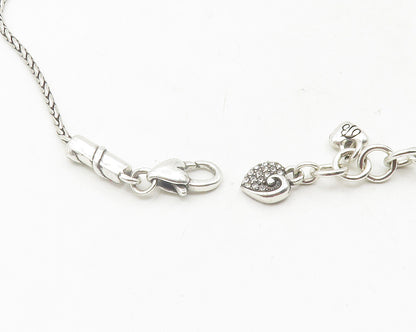 925 Sterling Silver  Vintage Topaz Spheres Shiny Wheat Chain Necklace  NE2023