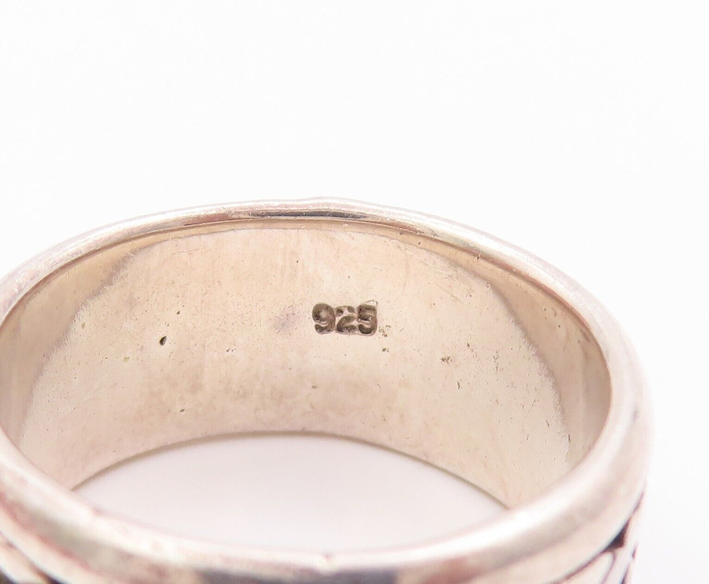 925 Sterling Silver Vintage Ring Solid Brutalist Knot Carved  Sz 7  RG28499
