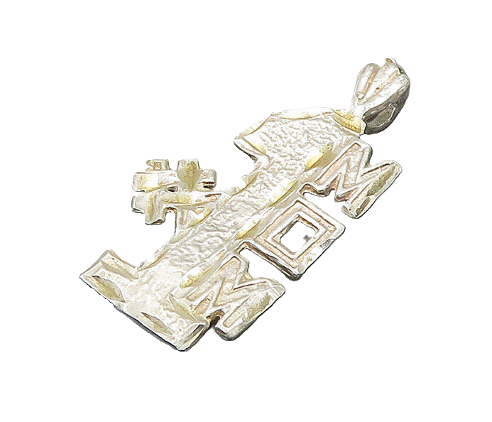 925 Sterling Silver  Vintage Shiny Diamond Cut Number One Mom Pendant  PT14927