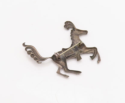 925 Sterling Silver Vintage Brooch Pin LANG 3D Cutout Running Horse  BP11201