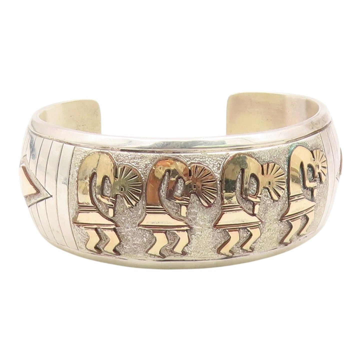 MARK YAZZIE NAVAJO 925 Silver & 12K GOLD  Vintage Kokopelli  Bracelet  BT8215