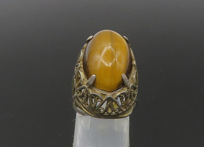925 Sterling Silver  Vintage Antique Tiger's Eye Cocktail Ring Sz 5.5  RG22617