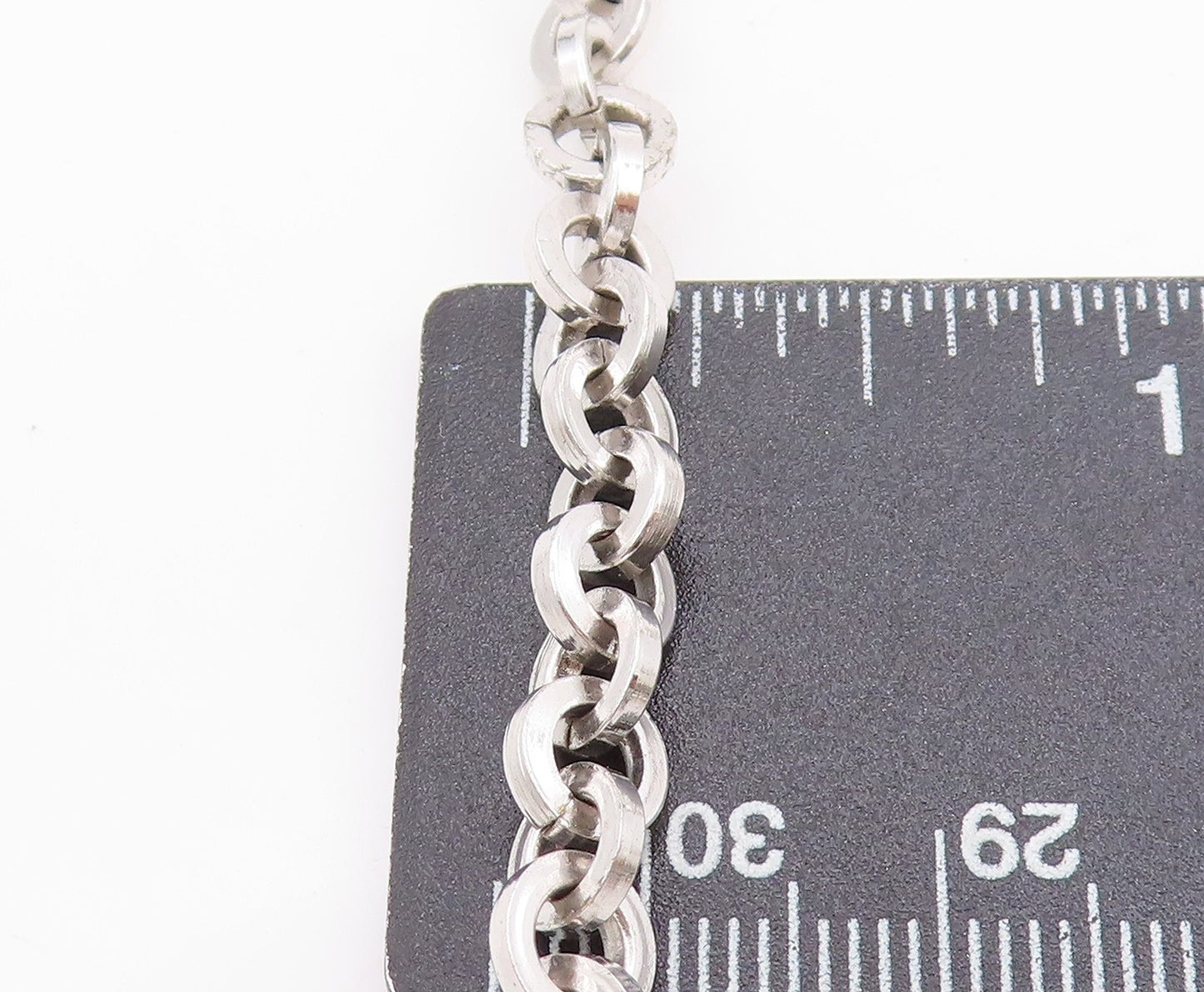 925 Sterling Silver Vintage Necklace Geometric Interlocking Link Chain NE4618