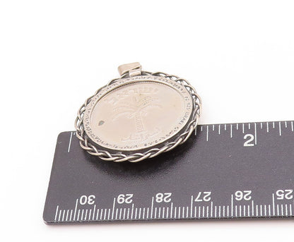 925 Sterling Silver Vintage Pendant Antique Carved Old Israel Coin  PT24228