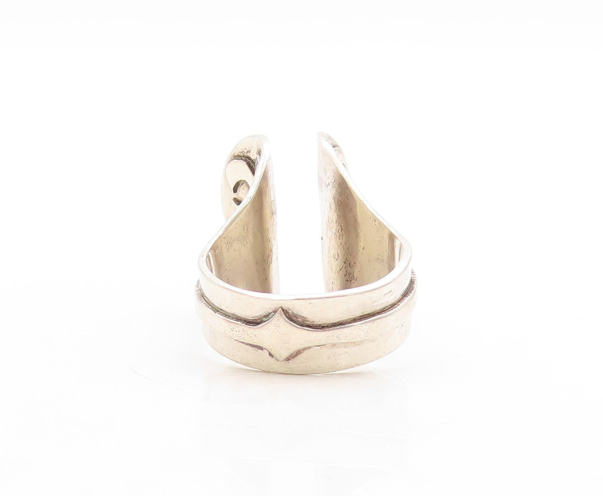 925 Sterling Silver Vintage Ring Modernist Animal Hand Carved  Sz 10  RG31350