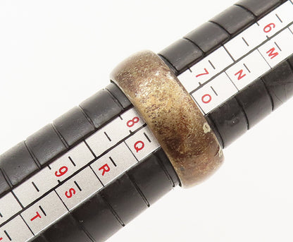 925 Sterling Silver  Vintage Antique Square Coin Ring Sz 7.5  RG26370