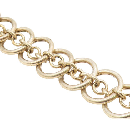 925 Sterling Silver  Vintage Gold Plated Circle Link Chain Bracelet  BT8326