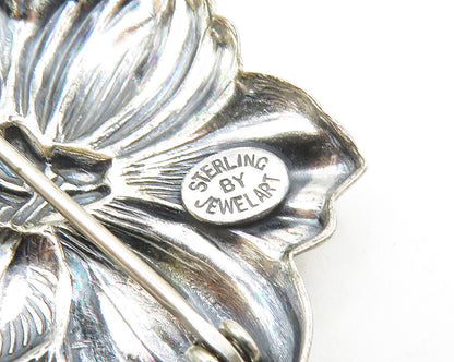 JEWEL ART 925 Sterling Silver  Vintage Single Flower Motif Brooch Pin  BP7136