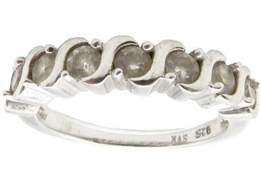 925 Sterling Silver  Shiny Topaz Swirl Design Smooth Band Ring Sz 6  RG12468