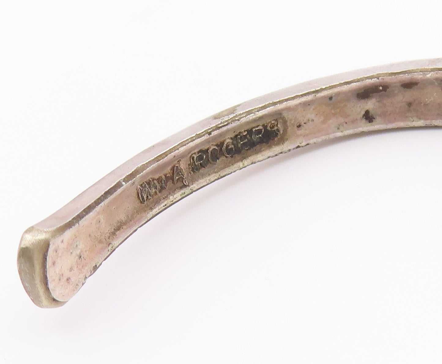 ROGERS ONEIDA 925 Silver  Vintage Shiny Floral Detail Cuff Bracelet  BT7995