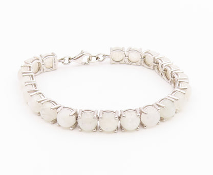925 Sterling Silver  Vintage Cabochon Cut Quartz Chain Bracelet  BT8992