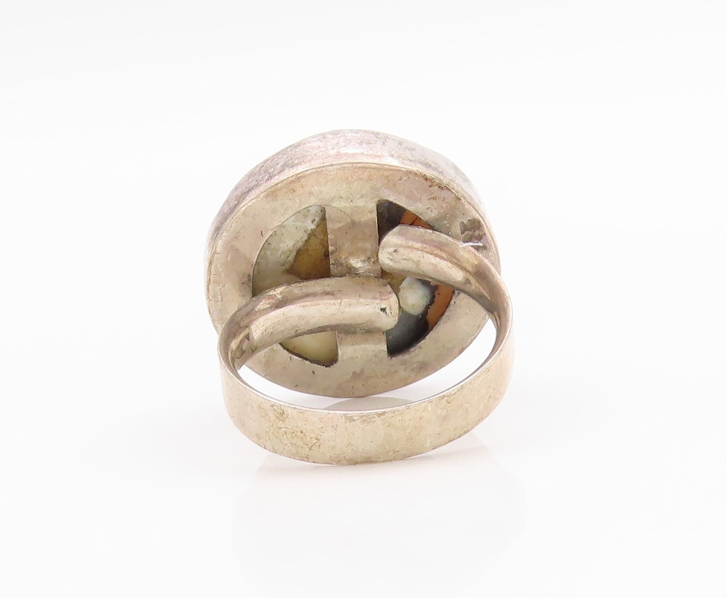 925 Sterling Silver Vintage Ring Designer Sea Shell Disk  Sz 9  RG33199