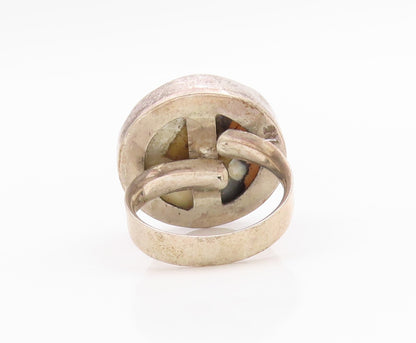 925 Sterling Silver Vintage Ring Designer Sea Shell Disk  Sz 9  RG33199