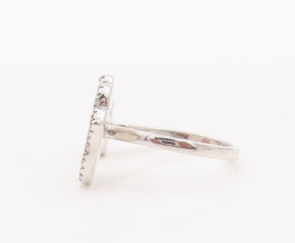 925 Sterling Silver Vintage Ring Hamsa Onyx & mother Of Pearls & CZ Sz 8 RG29133
