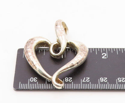925 Silver  Vintage Hammered & Polished Twisted Love Heart Pendant  PT21442