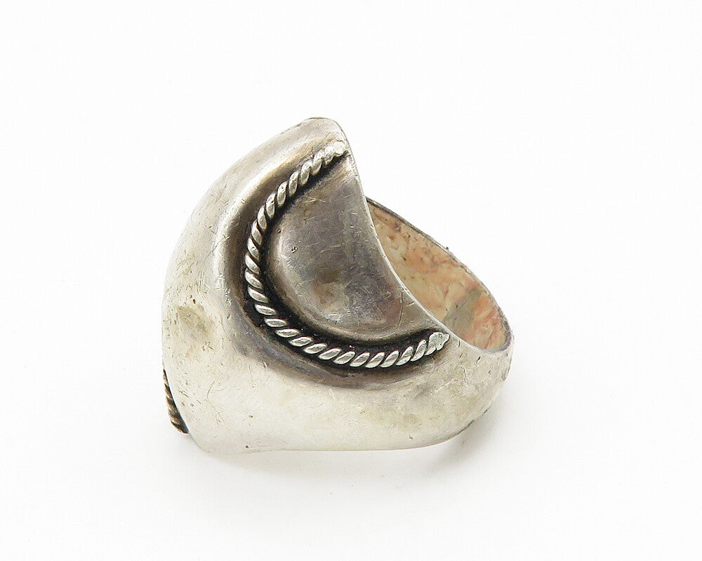 925 Sterling Silver  Vintage Twist Detail Hollow Band Ring Sz 6  RG10217