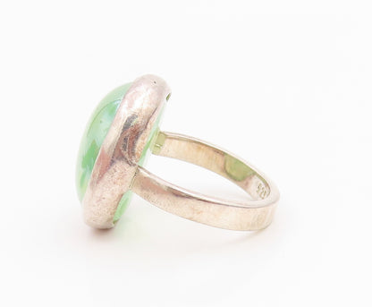 925 Sterling Silver Vintage Ring Minimalist Green Stone Band  Sz 5  RG35457