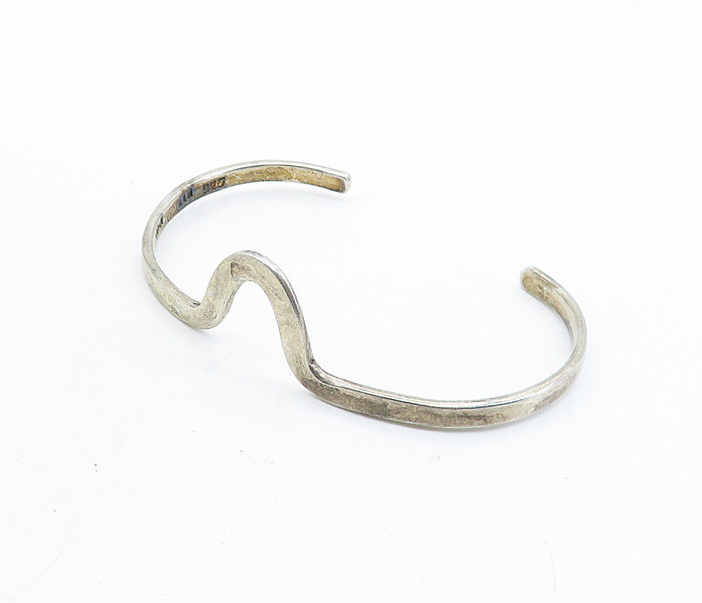 MEXICO 925 Sterling Silver  Vintage Petite Smooth UShape Cuff Bracelet BT2684