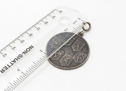 925 Sterling Silver  Vintage Antique Field Day Medallion Pendant  PT17216