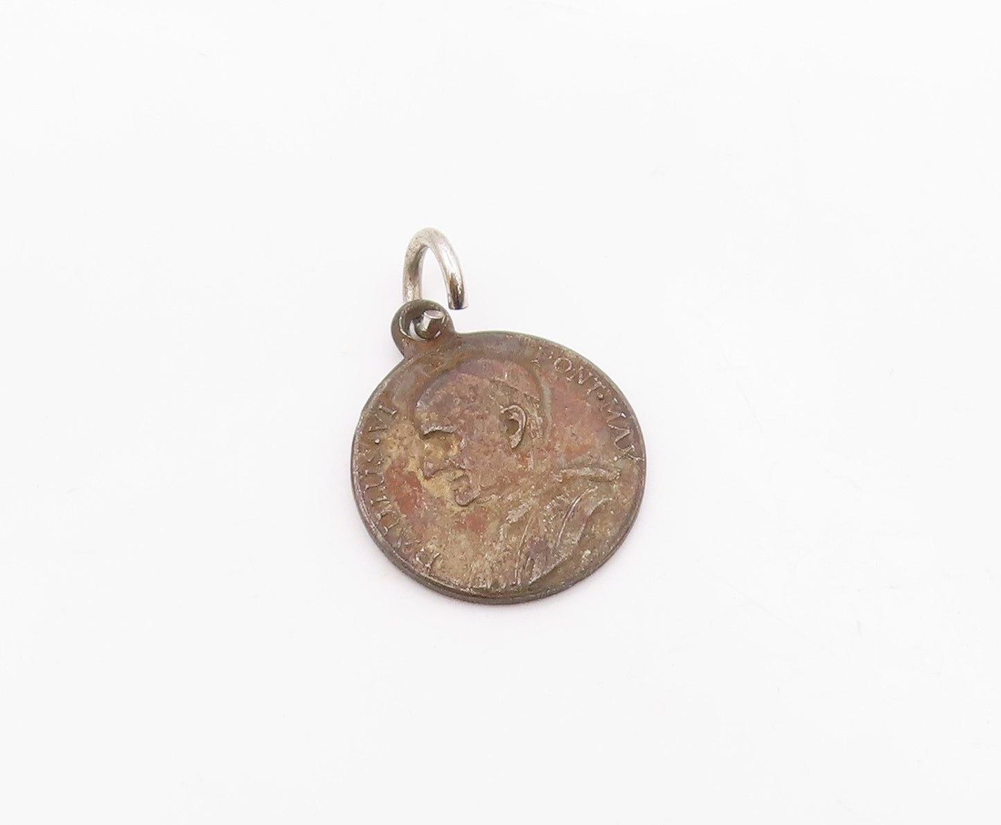925 Sterling Silver  Vintage Antique Oxidized Pope Paul VI Pendant  PT8921