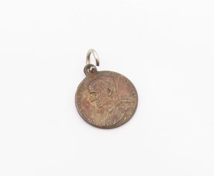 925 Sterling Silver  Vintage Antique Oxidized Pope Paul VI Pendant  PT8921