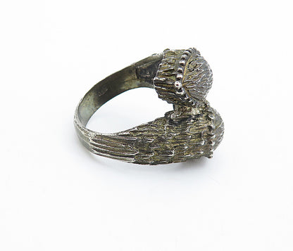 925 Sterling Silver  Vintage Antique Sculpted Bypass Band Ring Sz 5.5  RG6604