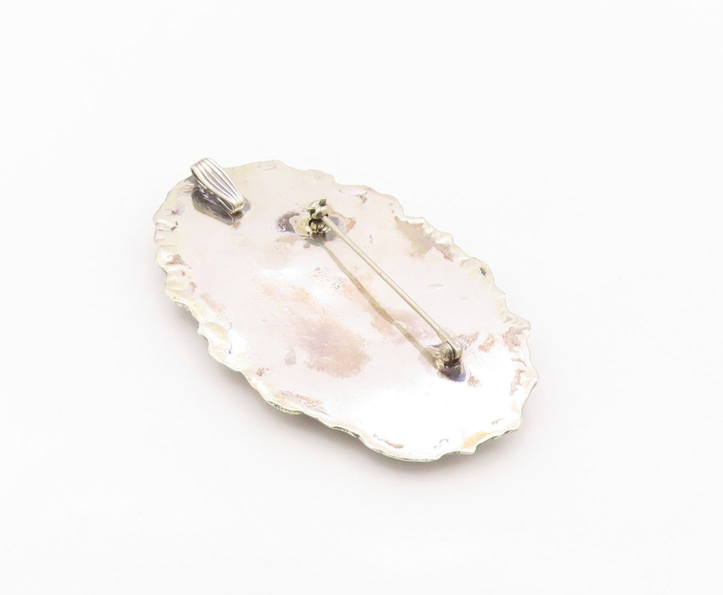 925 Sterling Silver Vintage Brooch Classic Jasper Victorian Style Pin  BP12578