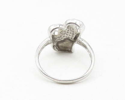 925 Sterling Silver  Sparkling Topaz Love Hearts Band Ring Sz 9  RG10737