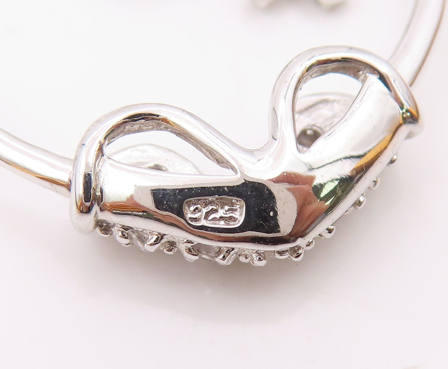 925 Silver  Vintage Twisted Love Heart With Flower Charm Topaz Pendant PT20386