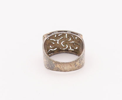 925 Sterling Silver Vintage Ring Solid Cutout Worms Like Design  Sz 8  RG28044