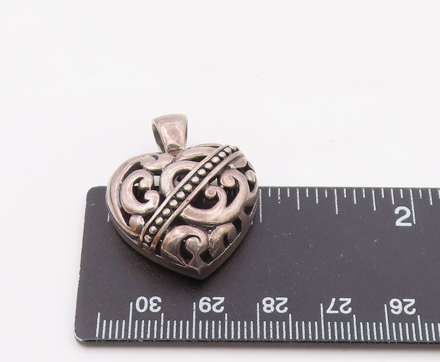 925 Sterling Silver  Vintage Swirl Detail Open Love Heart Pendant  PT19890