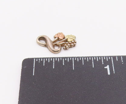 925 Sterling Silver & 12K GOLD  Vintage Petite Floral Leaves Pendant  PT12738