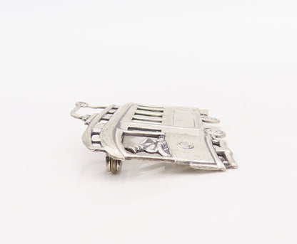 925 Sterling Silver Vintage Brooch Pin Solid Cutout Bus With Driver  BP11248