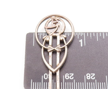 925 Sterling Silver Vintage Brooch Pin EUROPE Designer Cutout Carved  BP10804
