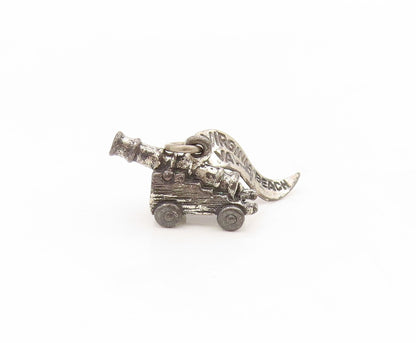 925 Sterling Silver Vintage Pendant Retro Virginia Beach Cannon Charm  PT25405