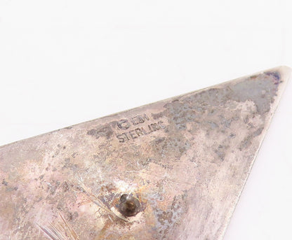 925 Sterling Silver Vintage Brooch Minimalist Etched Geometric Triangle  BP12036
