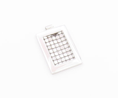 925 Sterling Silver  Shiny Polished Circle Square Slide Pendant  PT12126