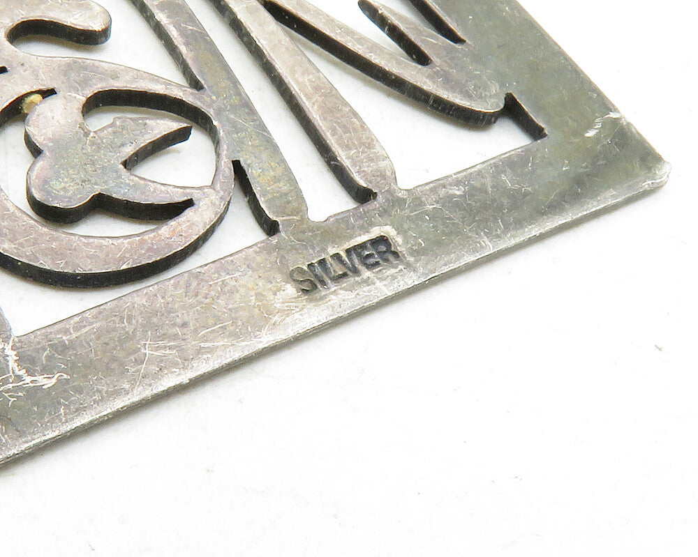 925 Sterling Silver  Vintage Chinese Character Bamboo Brooch Pin  BP4566